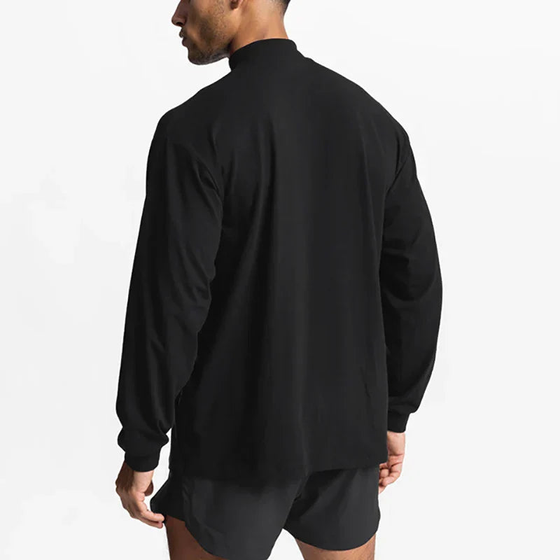 Bodybuilding Casual T Shirt Sporting Running High-collar Long Sleeve Tshirt