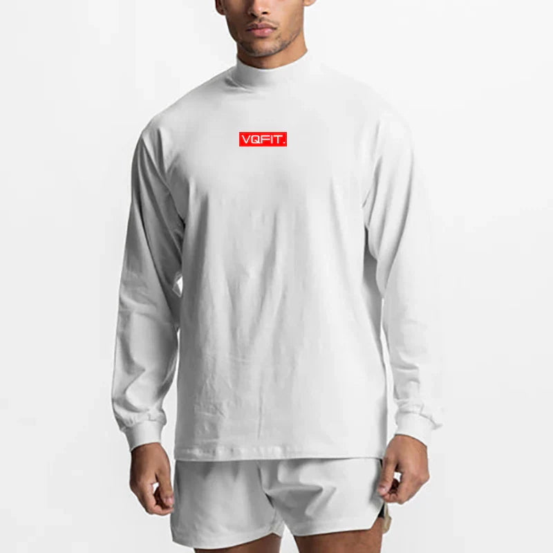 Bodybuilding Casual T Shirt Sporting Running High-collar Long Sleeve Tshirt