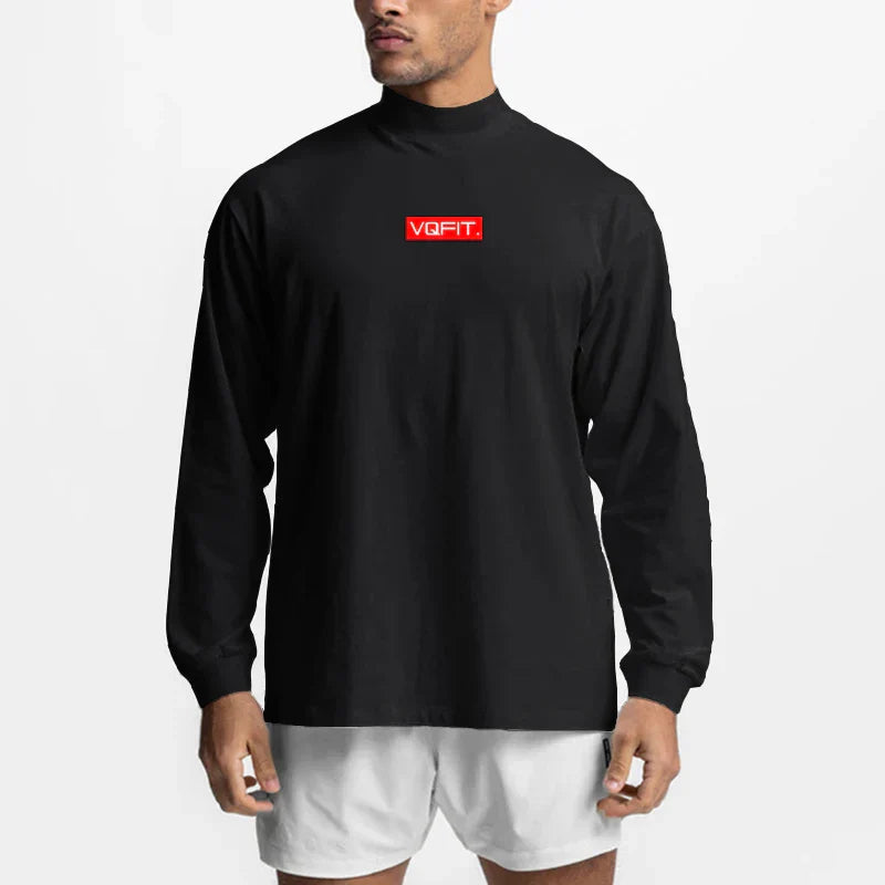 Bodybuilding Casual T Shirt Sporting Running High-collar Long Sleeve Tshirt