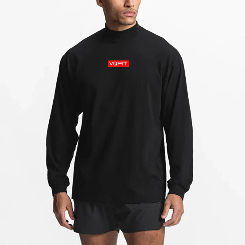 Bodybuilding Casual T Shirt Sporting Running High-collar Long Sleeve Tshirt