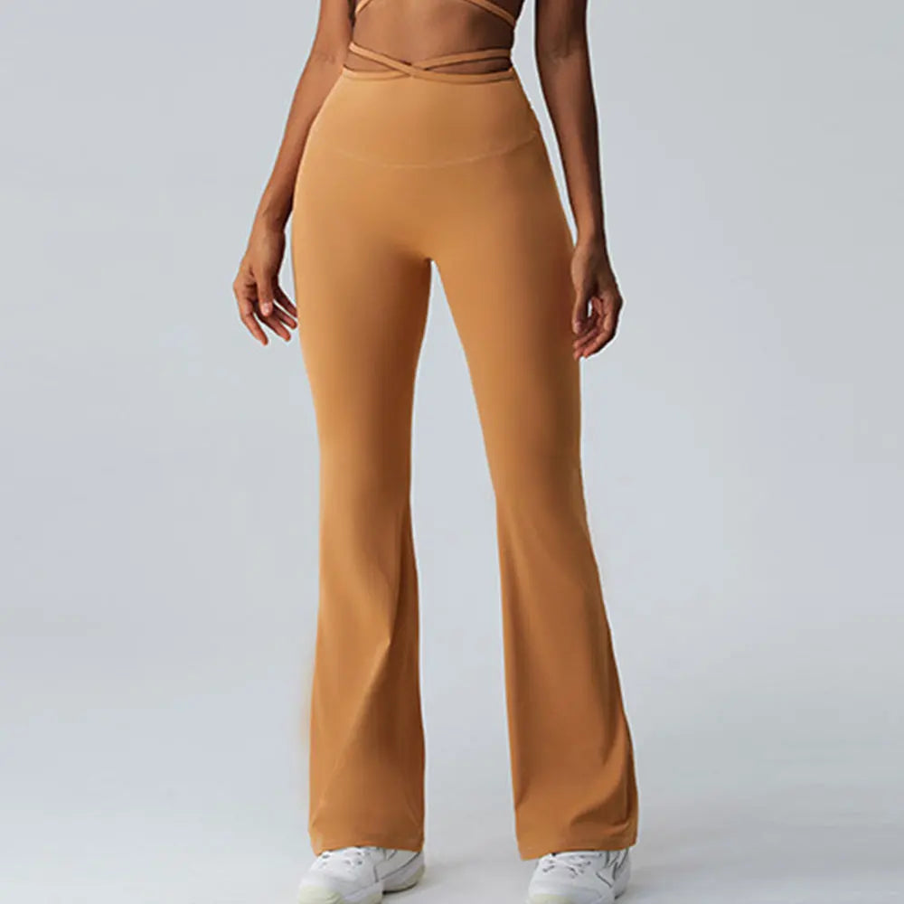 Women Yoga Pants Hip Lift Flared Wide Leg Stretch Fitness Wear Slim Fit Gym Push Up Workout Leggings Trousers Female Clothes