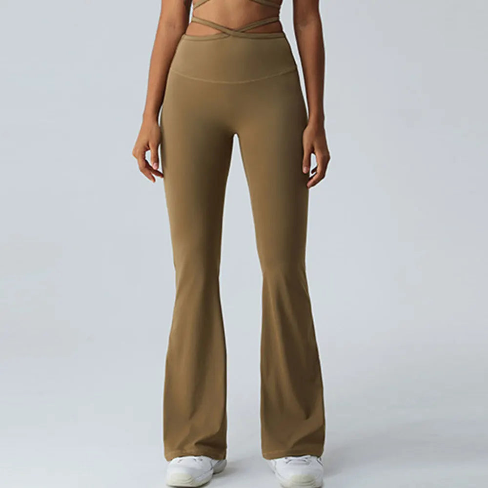Women Yoga Pants Hip Lift Flared Wide Leg Stretch Fitness Wear Slim Fit Gym Push Up Workout Leggings Trousers Female Clothes
