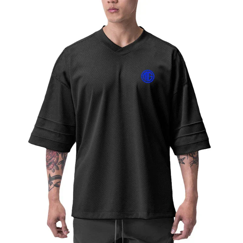 Oversize V-neck Fitness Tights Tshirt Sports Gym Cool